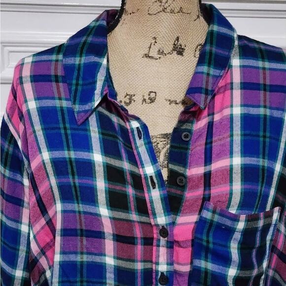 Lane Bryant pink and blue plaid high low tunic Shirt plus size 24 new!!! - Picture 5 of 12